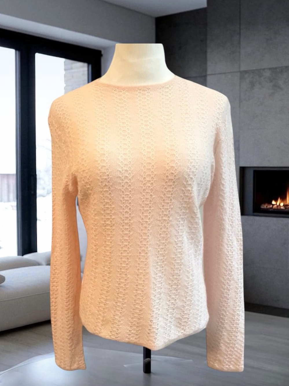 SAKS FIFTH AVENUE PINK CASHMERE MOHAIR BLEND SWEATER SIZE LARGE